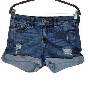 Old Navy Women's Boyfriend Shorts Size 4 Distressed Medium Wash Cotton Blend
